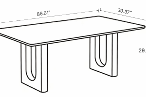 Travertine Top Dining Table with Walnut Base - Modern Rectangular ...